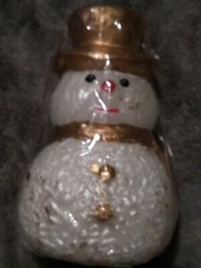 Schneemann Kerze Gold Weiß 5" Hoch M14 - Bild 1 von 6
