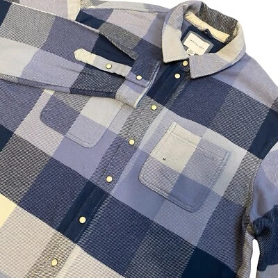 Camisa de flanela American Eagle feminina M azul xadrez pérola encaixe tamanho grande - Imagem 1 de 4