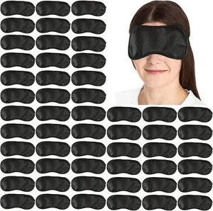 100PCS Black Sleep Eye Masks with Adjustable Strap for Travel and Airplane - Picture 1 of 6