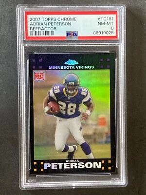 2007 Topps Chrome Adrian Peterson Refractor RC PSA 8 - Image 1 of 2