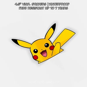 Pokemon - Pikachu Wave | Vinyl Gamer Cartoon Sticker JDM Window Peeker - Picture 1 of 1
