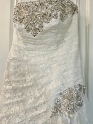 Beautiful Davids Bridal Wedding Dress, Size 8, $850 NWT, Corset Back, Strapless  - Image 1 of 4