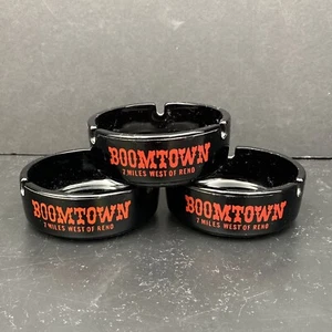  Lot of 3 Boomtown Reno Nevada Casino Ashtray Jet Black Red Letters Tobbacianna - Picture 1 of 10