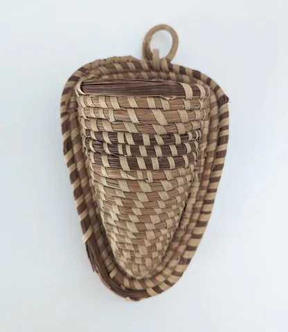 Charleston Sweet Grass Gullah Basket Wall Pocket Vase Folk Art 10" Cover