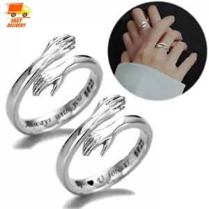2 or1pc 925 Sterling Silver Adjustable Ring Hug Thumb Finger Band Ring Women Men - Picture 1 of 13