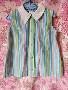 Vtg St. Michael M&S Girls Dress Age 4 Blue  Striped Collar Sleeveless Mini 70s - Picture 1 of 7