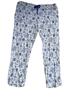 Nautica Damen Pyjamahose Größe L weiß Schneeflocken Kordelzug - 24 - Bild 1 von 9