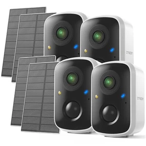 TMEZON 3MP WLAN FUNK Solar&AKKU Überwachungskamera Außen IP Kamera Schwarz&Weiß - Bild 1 von 22