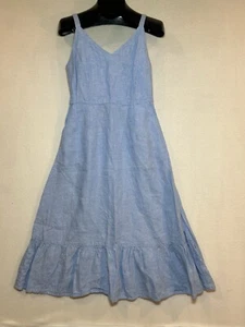 rachel zoe linen midi sun dress tiered light blue size 6 NWOT Smocked Back Beach - Picture 1 of 11