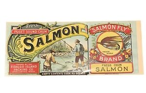 Salmon Fly Brand Can Label Fidalgo Islands Packing Co Rare Original Anacortes,WA