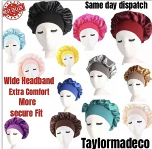 Women Long Hair Care Satin Bonnet Night Sleep Hat Cap Silk feel Head Wrap Turban - Picture 1 of 57