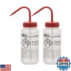 EISCO 2PK Wash Bottles for Acetone, 500ml - Labeled with Chemical Information - Picture 1 of 4