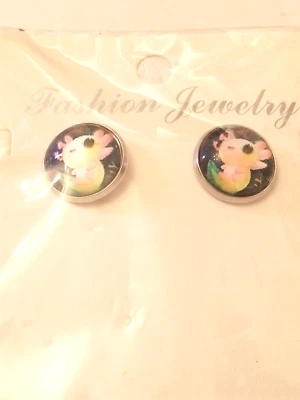 Pendientes Pokemon Esmalte Tono Plata Redondos 12mm NUEVO Foto 1 de 2