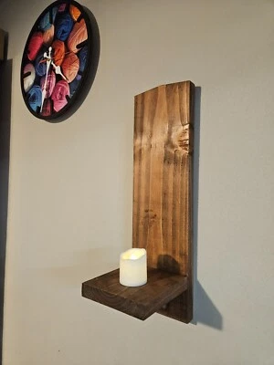 Wall Mounted Rustic Sconces, Handmade, 35cm, Candle Holder Pair - Image 1 of 4