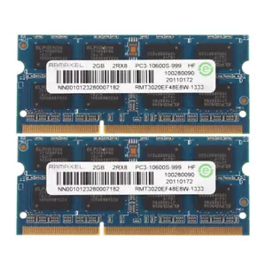 2X 2GB Ramaxel RAM 2RX8 DDR3-1333 MHz Memory PC3-10600 Intel Notebook Laptop·· - Picture 1 of 7