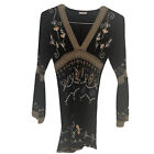 Debbie Katz Xs  Black Embroidered Bell Sleeve  Dress