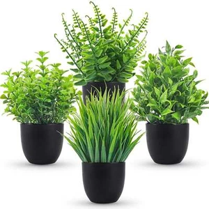 Fake Plants 4 Packs Artificial Plants Small Faux Plants Black Bathroom Accessori - Bild 1 von 7