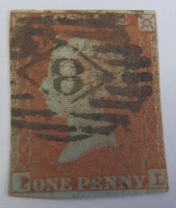 (7881-12) QV 1d RED IMPERF WITH NUMBER 8 TOTTENHAM DUPLEX CANCEL - Picture 1 of 2