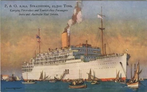 RMS STRATHEDEN, P & O LINE, CRUISE LINER - Shipping Postcard - Picture 1 of 2