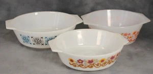 3 platos retro vintage de vidrio de leche JAJ Pyrex/Arcopal años 60 para servir verduras - Imagen 1 de 5