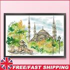 Embroidery Cotton Thread 14CT Printed Blue Mosque Istanbul Cross Stitch 41x29cm