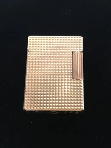 Vtg ST Dupont Lighter Ligne 20 Micron Gold Hobnail Grid Lines Roller France - Picture 1 of 10