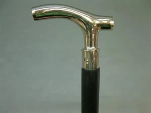 Chrome Brass Marine Head Handle Vintage Style Black Wooden Walking Stick Cane - Picture 1 of 4