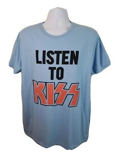 Official Licensed Listen To Kiss Light Blue T-shirt Size Large Free Shipping!