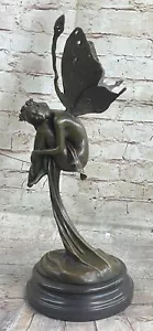 HADA DESNUDA 100% BRONCE FANTASÍA NUEVA MADERA ALADA NINFA ESCULTURA ESTATUA OFERTA - Imagen 1 de 10