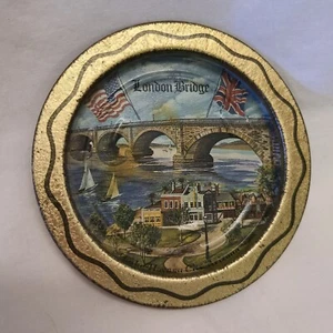 Vintage London Bridge Tin Souvenir Colorized Ashtray Metal Trinket coin key tray - Picture 1 of 4