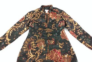 SOFT SURROUNDINGS Colorful Woven Red Green Gold Floral Boho Jacket Women's Small - Picture 1 of 7