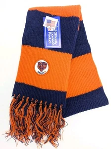 Vintage 80's Chicago Bears NOS Winter Scarf Knit NFL Warm Clothing NWT MADE USA - Picture 1 of 4