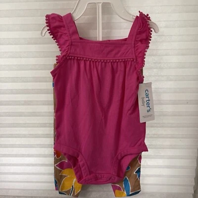 Carter's Bebé Niña Talla 9 Meses 2 Piezas Body Rosa + Conjunto Pantalón Floral Nuevo con Etiquetas Foto 1 de 4