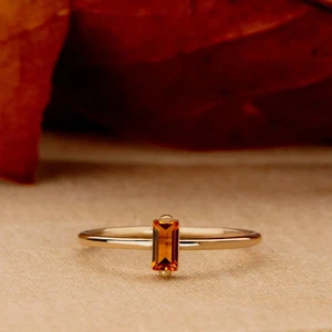 Citrine Ring Solid 14k Gold Ring Stackable Ring Gold Ring Duty Tariff Free - Picture 1 of 5