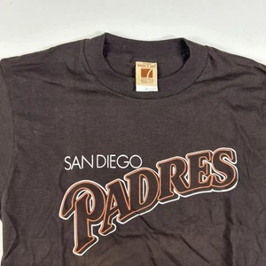Vintage 80er San Diego Padres Baseball Shirt braun Herren großes Logo 7 Etikett RAR - Bild 1 von 7
