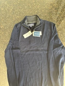 Club Room Mens Merino Wool Sweater New S Navy Blue 1/4 Zip Neck Long Sleeve - Picture 1 of 1