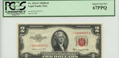 1953B $2 Legal Tender Note FR#1511* PCGS Superb Gem67PPQ - Image 1 of 2