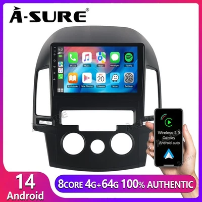 4+64G 8 Core Android 14 Autoradio CarPlay GPS DSP 4G Für Hyundai i30 2006-2011 - Bild 1 von 4