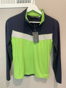 Ski Jumper KJUS Boys Gian Midlayer HZ Stem Green/Atlanta Blue Sz 12 1/4 Zip - Picture 1 of 10