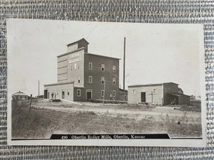 RPPC Oberlin Roller Mills Kansas People Real Photo Postcard - Picture 1 of 2