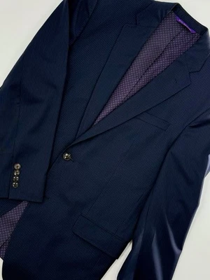 Ted Baker Endurance Navy Pinstripe Wool Suit 40R Jacket 33R Pants Made in Canada - Image 1 of 4