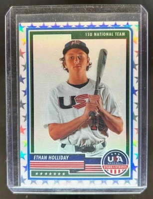 2023 Panini USA Baseball Stars & Stripes Ethan Holliday White #56/99 - Image 1 of 2