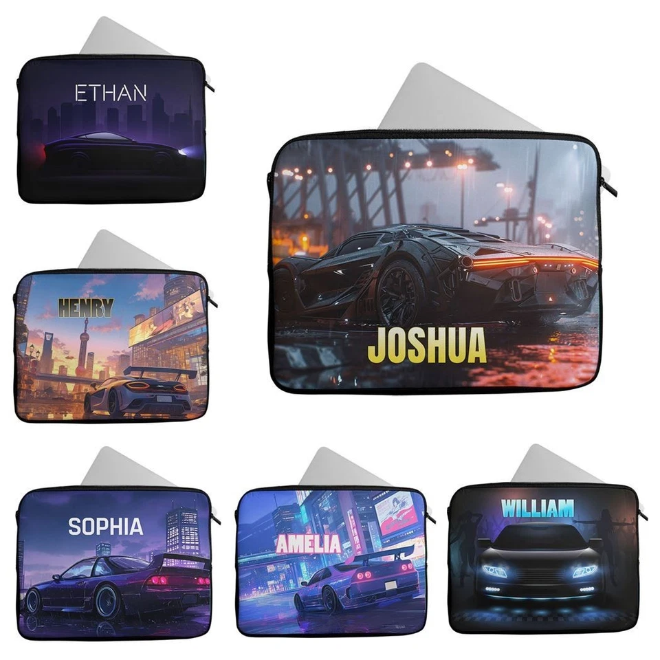Personalised Any Name Car Design Laptop Case Sleeve Tablet Bag 646 - Image 1 of 1