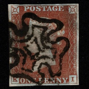 SG8 (BS19) 1d Red Imperf Plate 30 - LA - 4 Margin - Fine - Picture 1 of 2