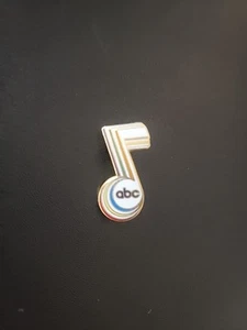 ABC Records Vintage Pinback Musical Note White Enamel - Picture 1 of 2