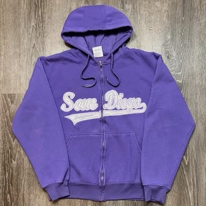 San Diego California Vintage Purple Full Zip Hoodie Womens Medium Sweatshirt - Picture 1 of 6