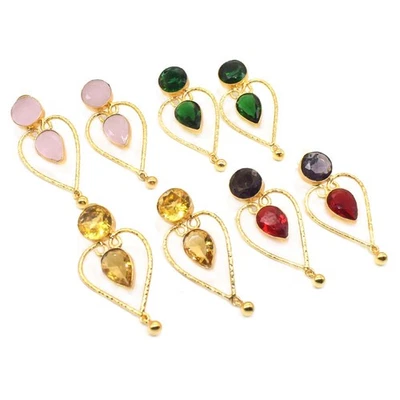 Elegante Lote de 4 Pares de Pendientes Multi Piedra Chapados en Oro Joyería Regalo 2" n500 Foto 1 de 4