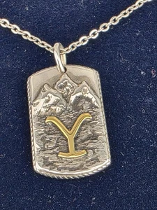 NEW Montana Silversmiths Y Yellowstone Brand Dogtag Pendant Necklace - Picture 1 of 5