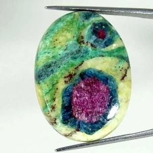 43.00Cts Natural Ruby In Fuchsite Oval Cabochon Loose Gemstone 23x32x5mm - Picture 1 of 5