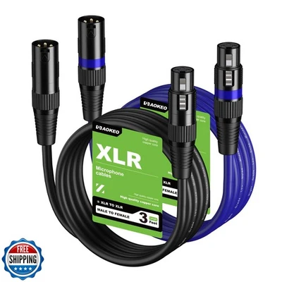 Aokeo XLR Cables 3FT 2 Pack, XLR Male to Female Microphone Cable for Speaker  - Image 1 of 4